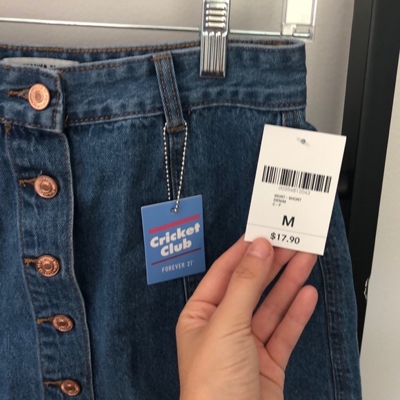 Forever21 denim button-front A-line mini M NWT - Picture 2 of 2